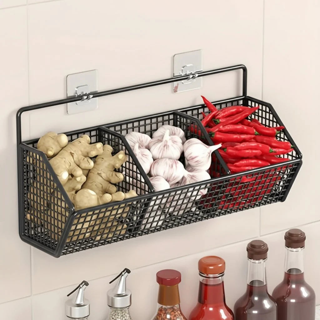 Wall-Mounted Wire Basket Stainless Steel Space-Saving