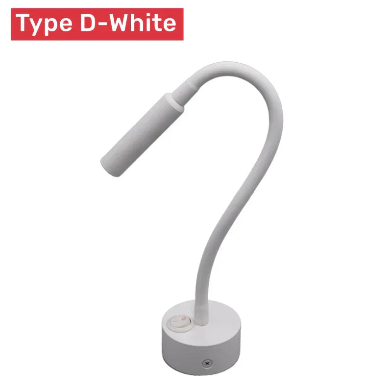 Wall Reading Lamp Flexible Gooseneck & Touch Switch