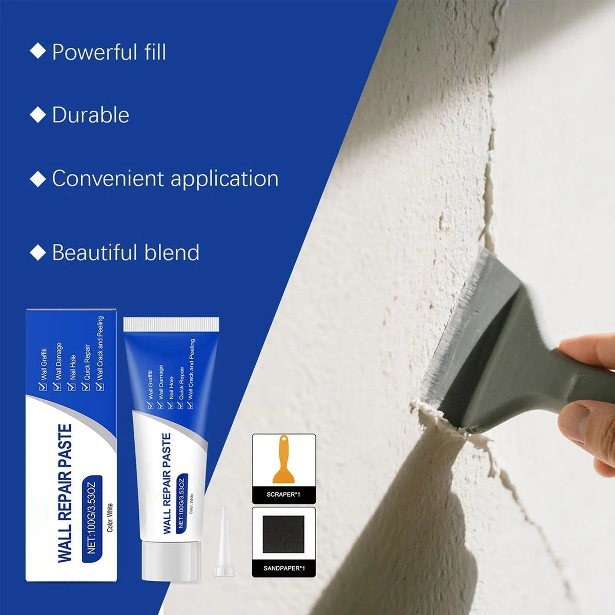 Wall Repair Paste 13 Inch Hole Repair Moisture-Resistant