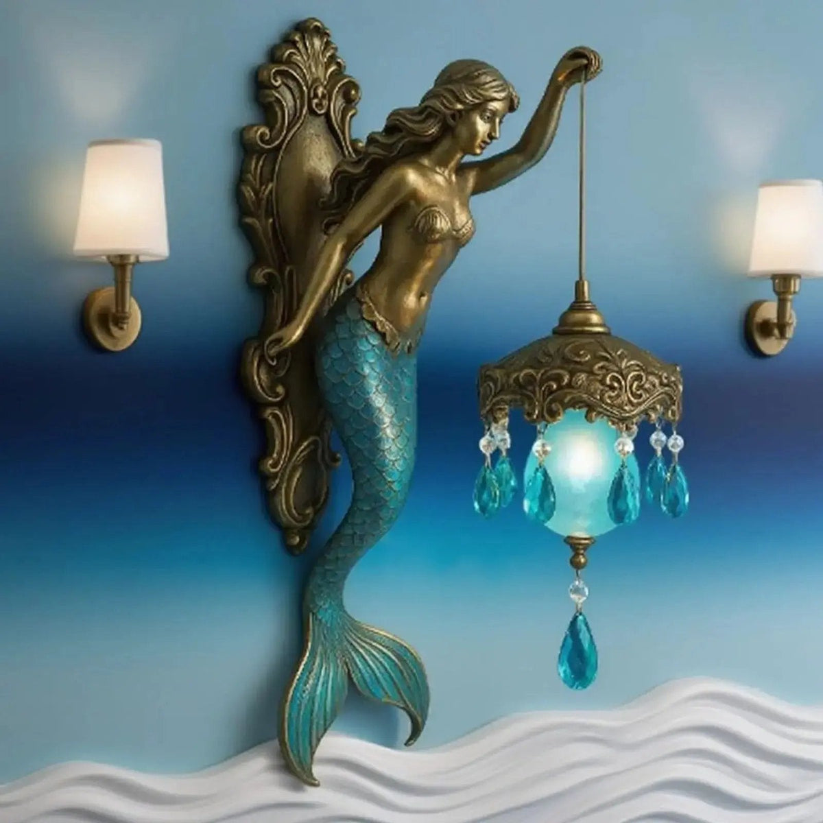 Wall Sconce Baroque Mermaid Battery-Powered LED