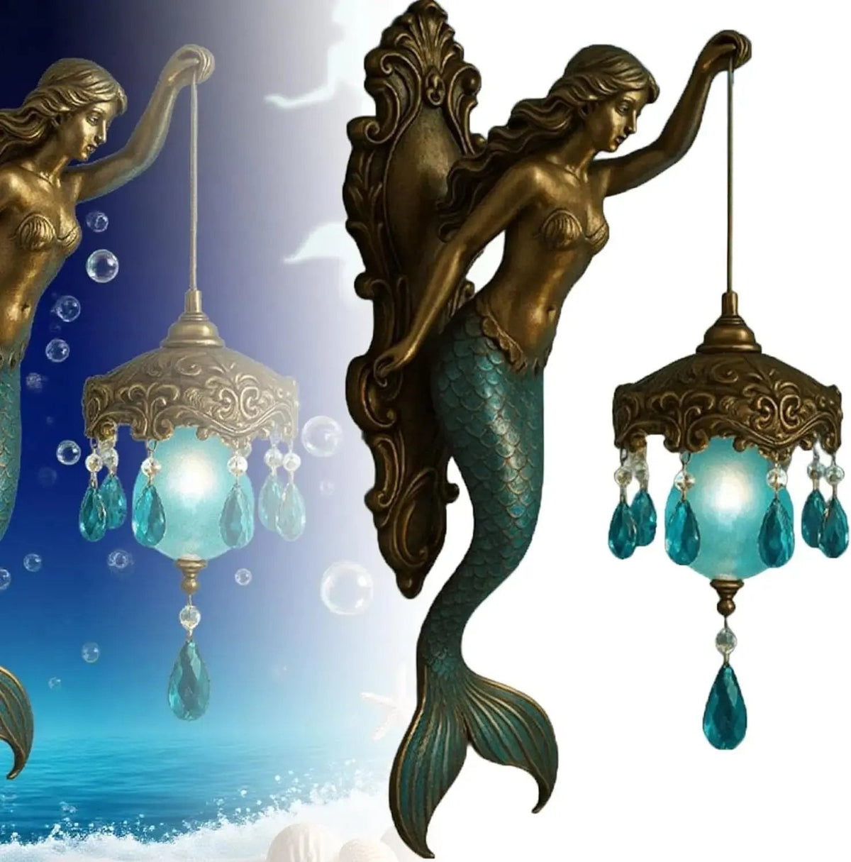 Wall Sconce Baroque Mermaid Battery-Powered LED
