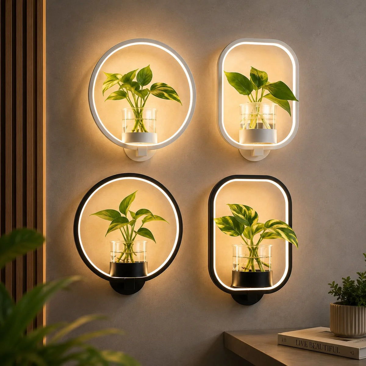 Wall Sconce Warm White LED Glass Planter