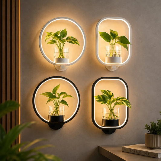 Wall Sconce Warm White LED Glass Planter