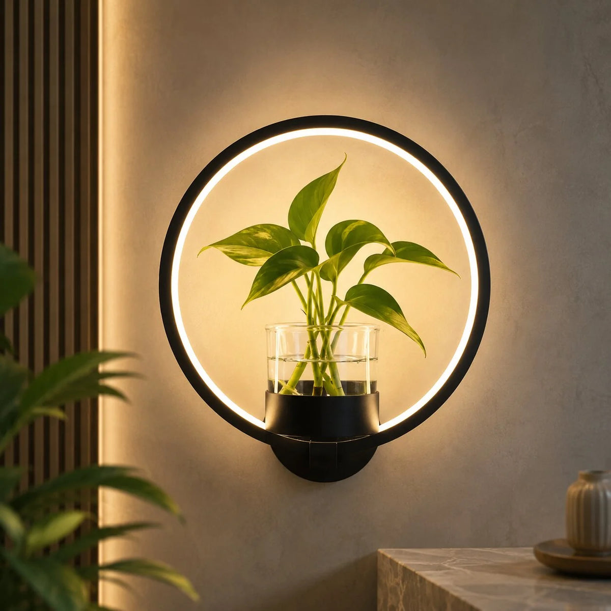Wall Sconce Warm White LED Glass Planter