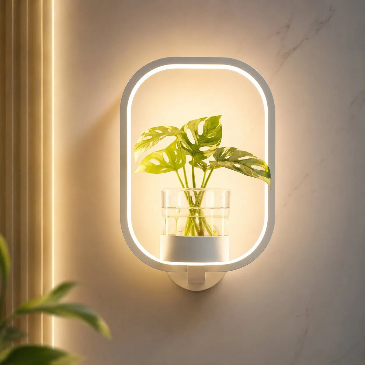 Wall Sconce Warm White LED Glass Planter