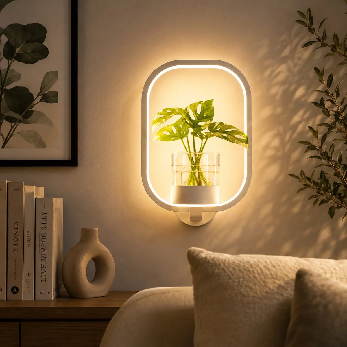 Wall Sconce Warm White LED Glass Planter
