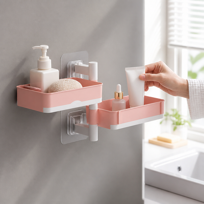 Wall Shelf 360 Degree Rotating No-Drill Adhesive Mount