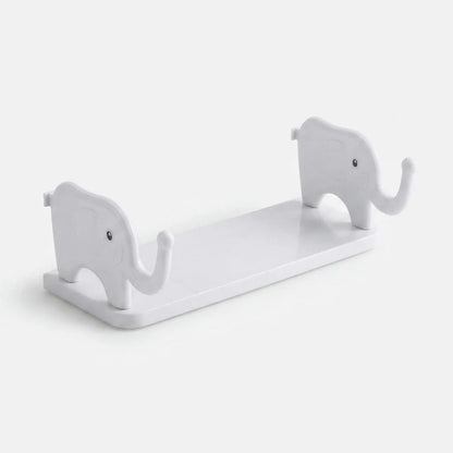 Wall Shelf Elephant Design Raised-Trunk Hooks & Self-Adhesive