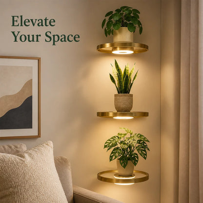 Wall Shelf Floating Design Warm LED USB-Rechargeable