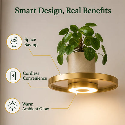 Wall Shelf Floating Design Warm LED USB-Rechargeable