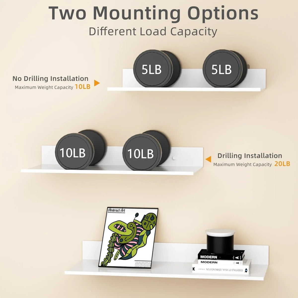 Wall Shelf Floating Powder-Coated Metal