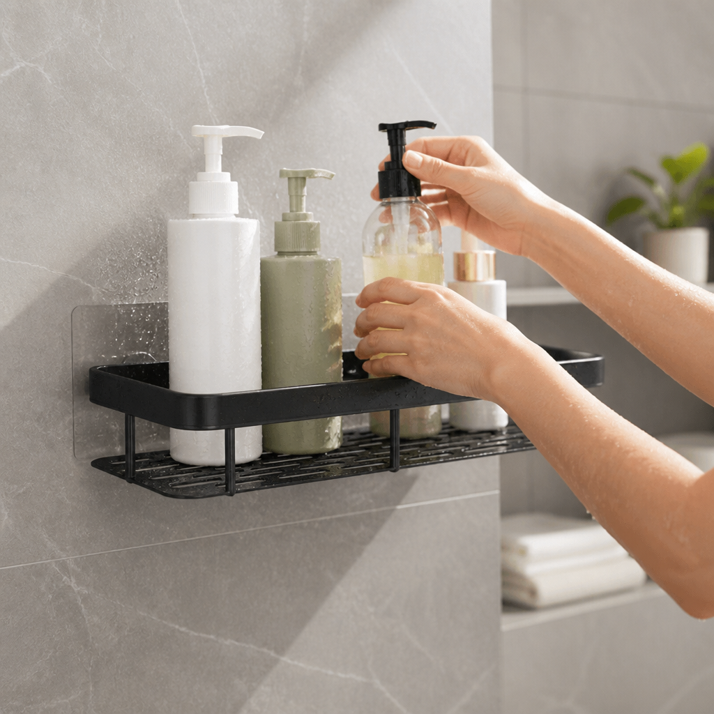 Wall Shelf Self-Adhesive Stainless Steel 11 lb Capacity