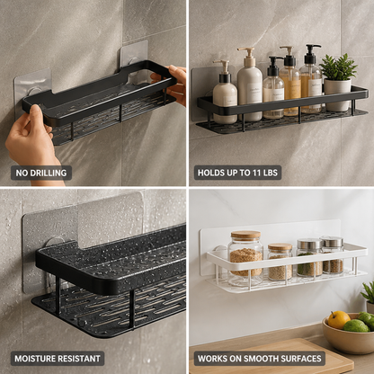 Wall Shelf Self-Adhesive Stainless Steel 11 lb Capacity