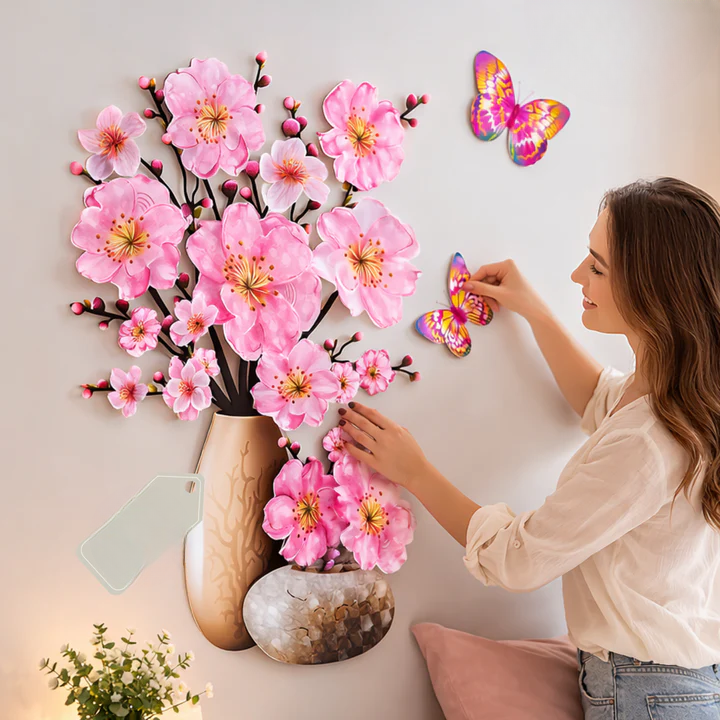 Wall Stickers Floral & Butterfly Self-Adhesive & Repositionable