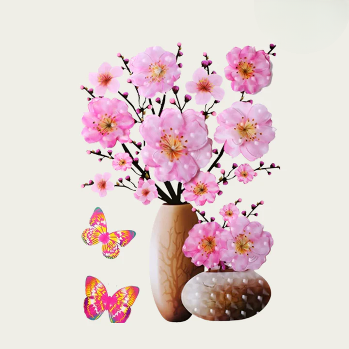 Wall Stickers Floral & Butterfly Self-Adhesive & Repositionable
