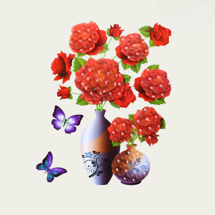 Wall Stickers Floral & Butterfly Self-Adhesive & Repositionable