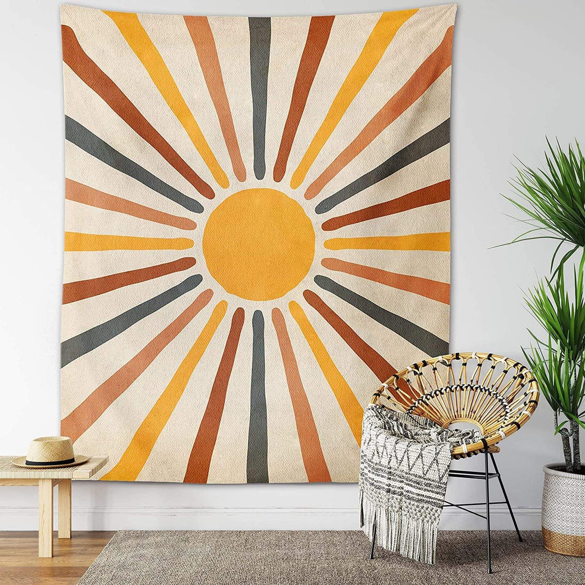 Wall Tapestry Boho Sun Design Polyester-Cotton Easy to Hang