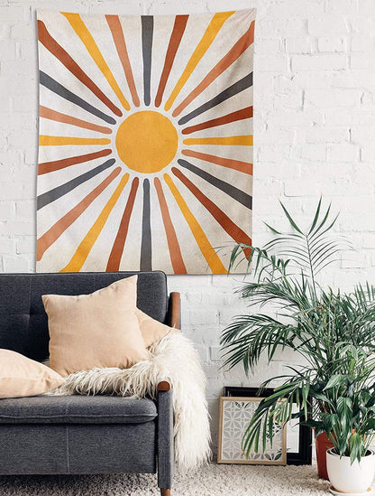 Wall Tapestry Boho Sun Design Polyester-Cotton Easy to Hang