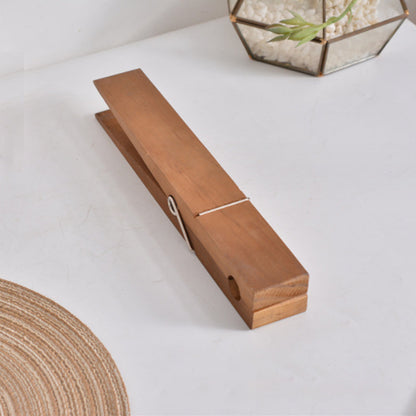 Wall Towel Holder Solid Wood Self Adhesive Spring Clip