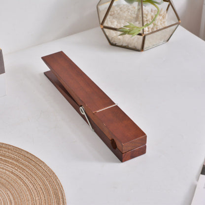 Wall Towel Holder Solid Wood Self Adhesive Spring Clip
