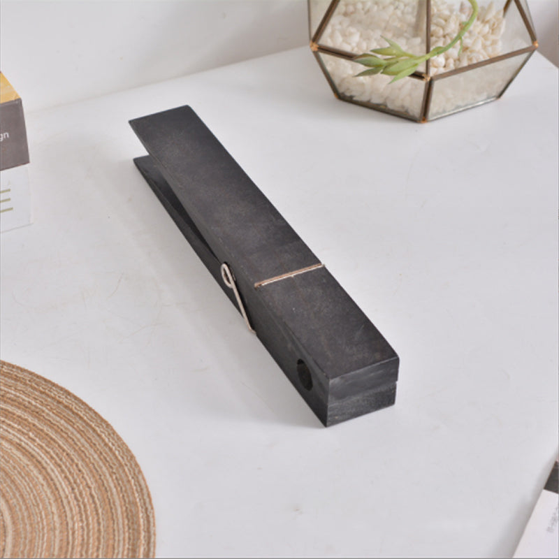 Wall Towel Holder Solid Wood Self Adhesive Spring Clip