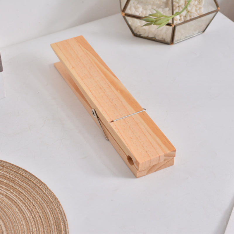 Wall Towel Holder Solid Wood Self Adhesive Spring Clip