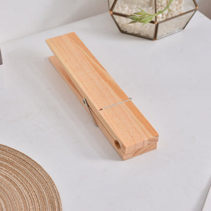 Wall Towel Holder Solid Wood Self Adhesive Spring Clip