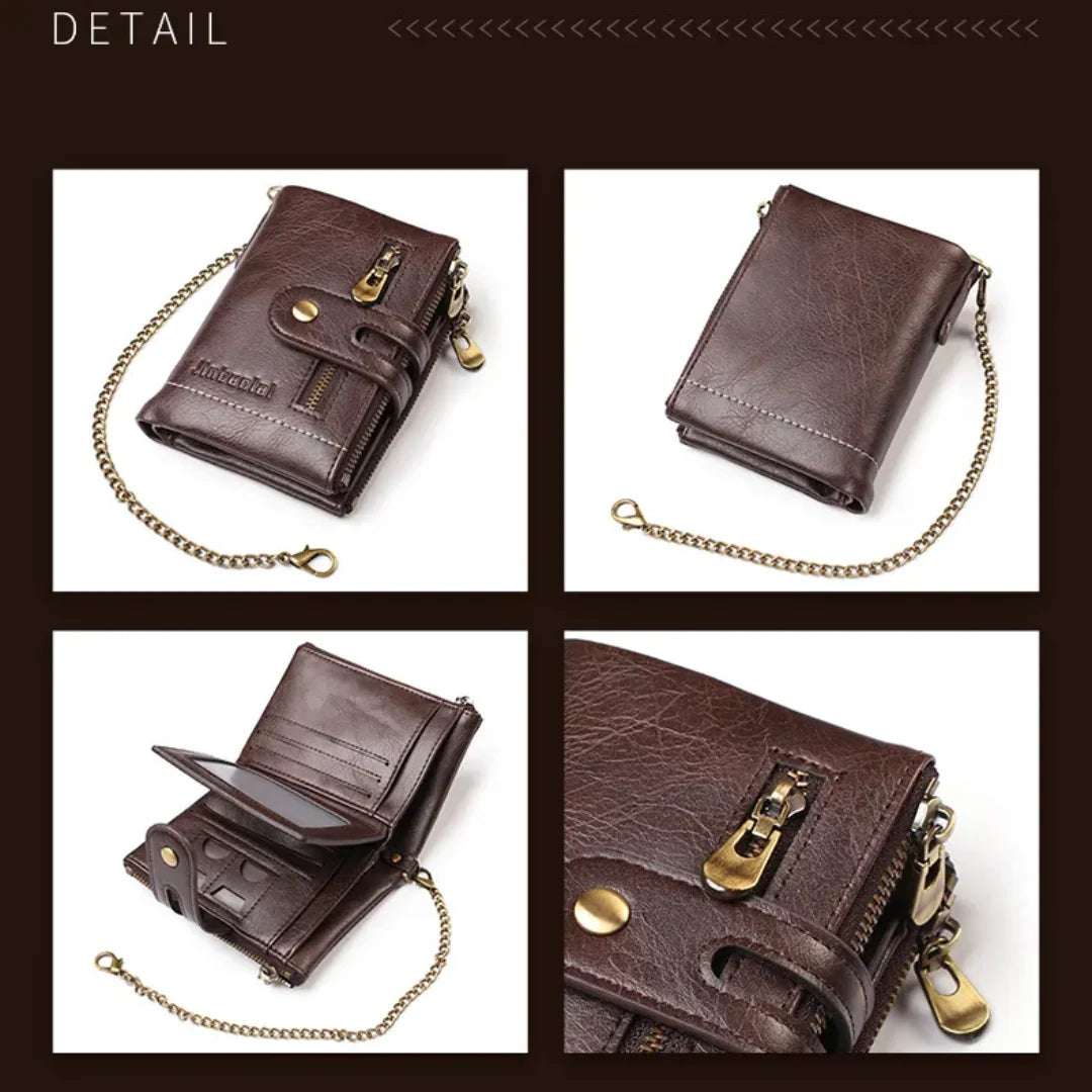 Wallet Retro PU Leather Double Zipper 13 Card Slots