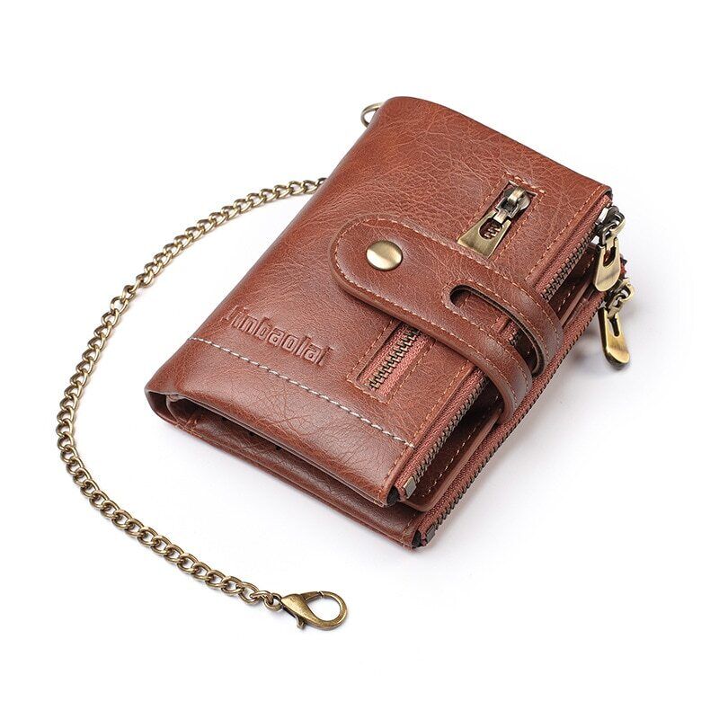 Wallet Retro PU Leather Double Zipper 13 Card Slots