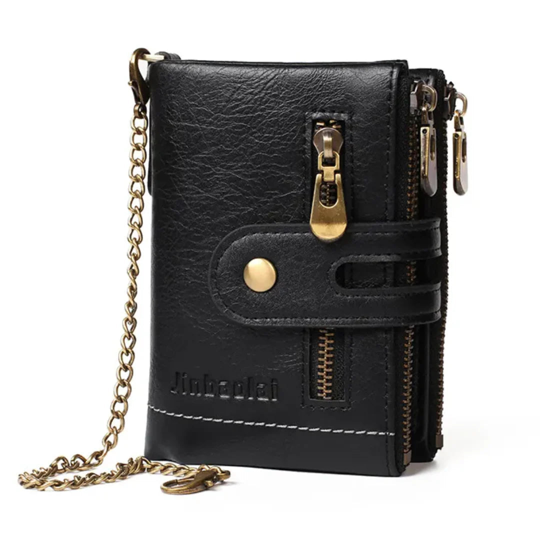 Wallet Retro PU Leather Double Zipper 13 Card Slots