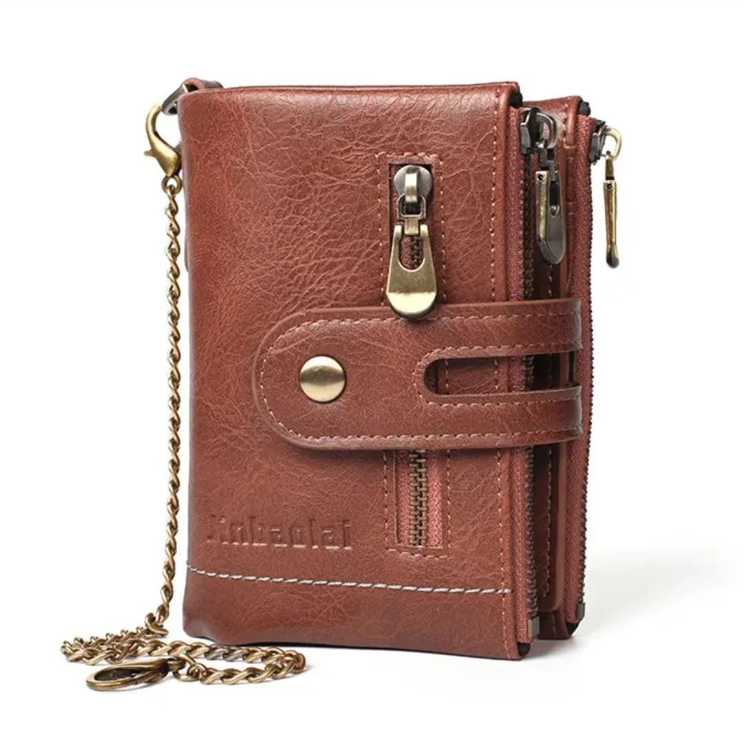 Wallet Retro PU Leather Double Zipper 13 Card Slots