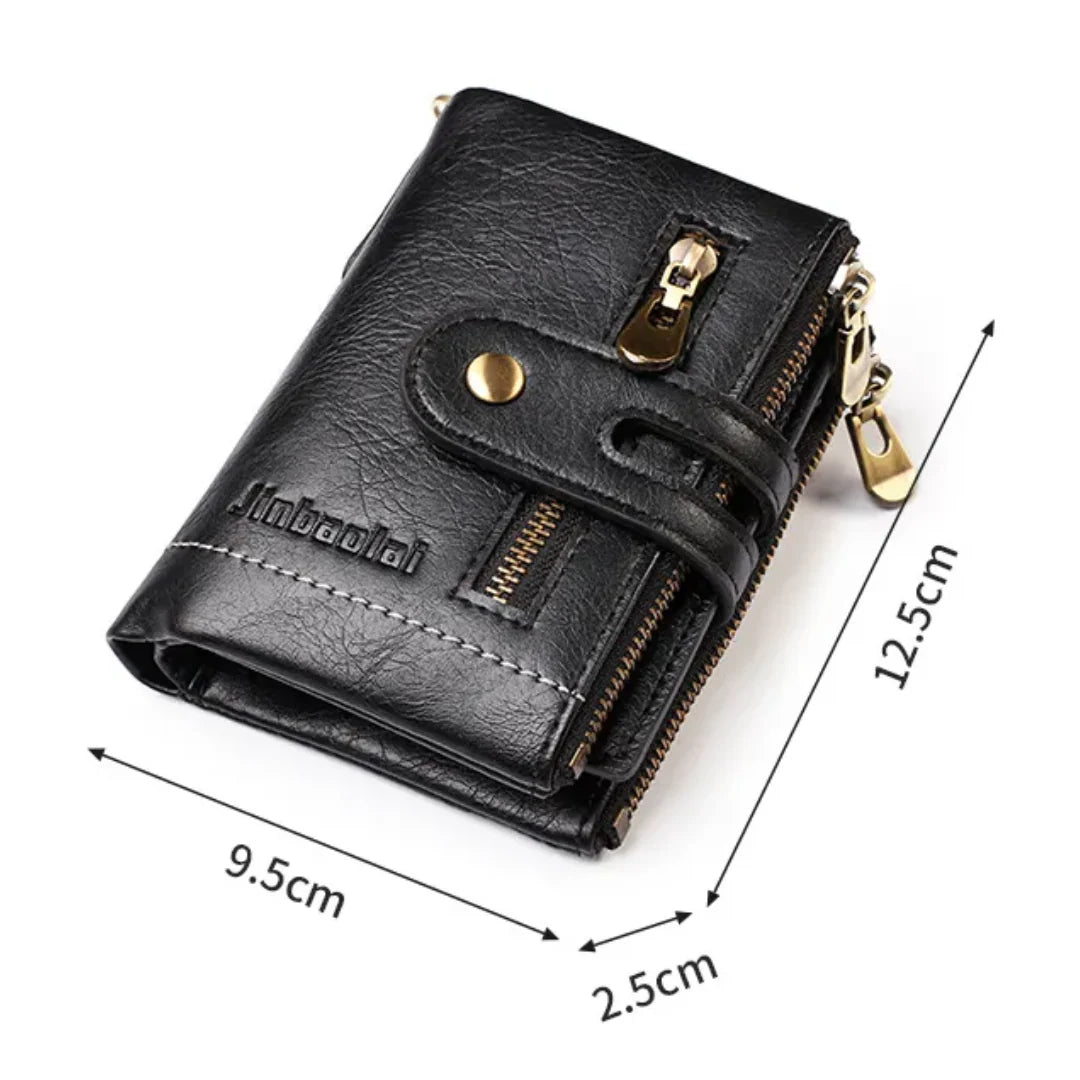 Wallet Retro PU Leather Double Zipper 13 Card Slots