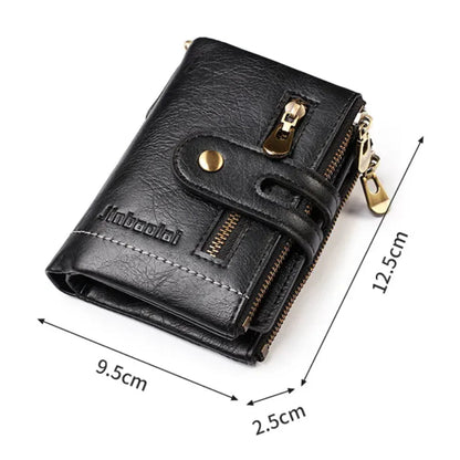 Wallet Retro PU Leather Double Zipper 13 Card Slots