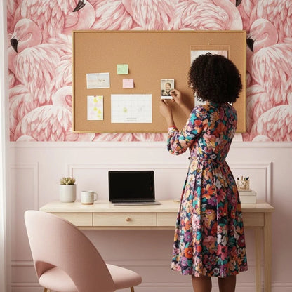 Wallpaper Pink Flamingo Design Wipeable Vinyl