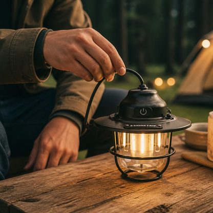 Retro Metal Warm/Cool LED Camping Lantern (5–80 Hour Runtime)