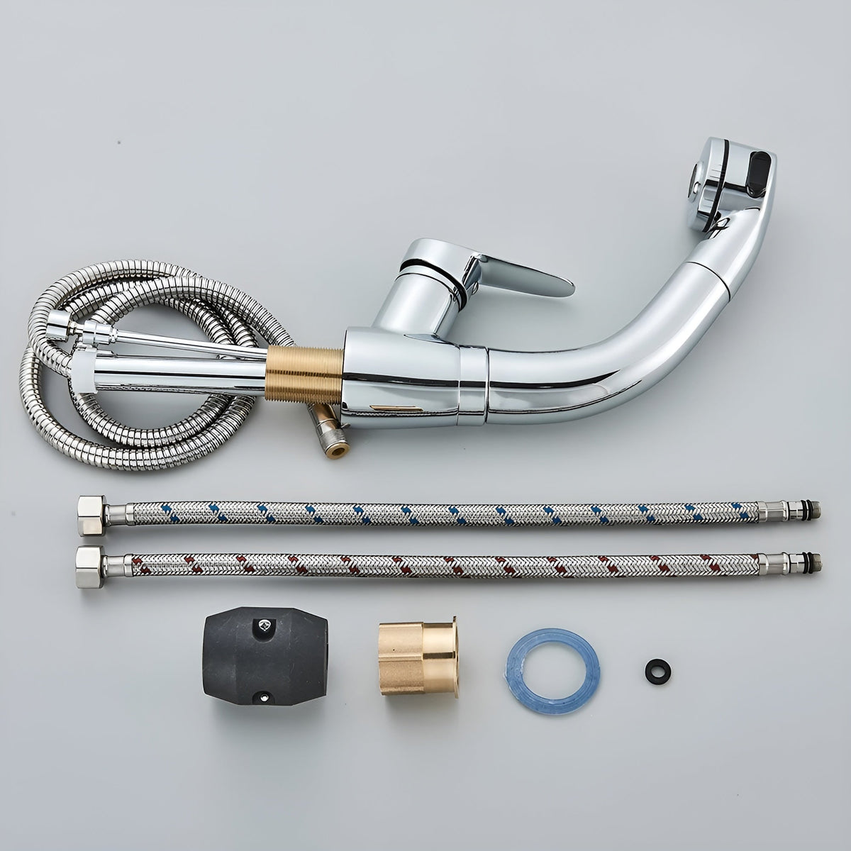 Washbasin Faucet Solid Brass Pull-Out Spout & Single-Lever