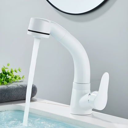 Washbasin Faucet Solid Brass Pull-Out Spout & Single-Lever