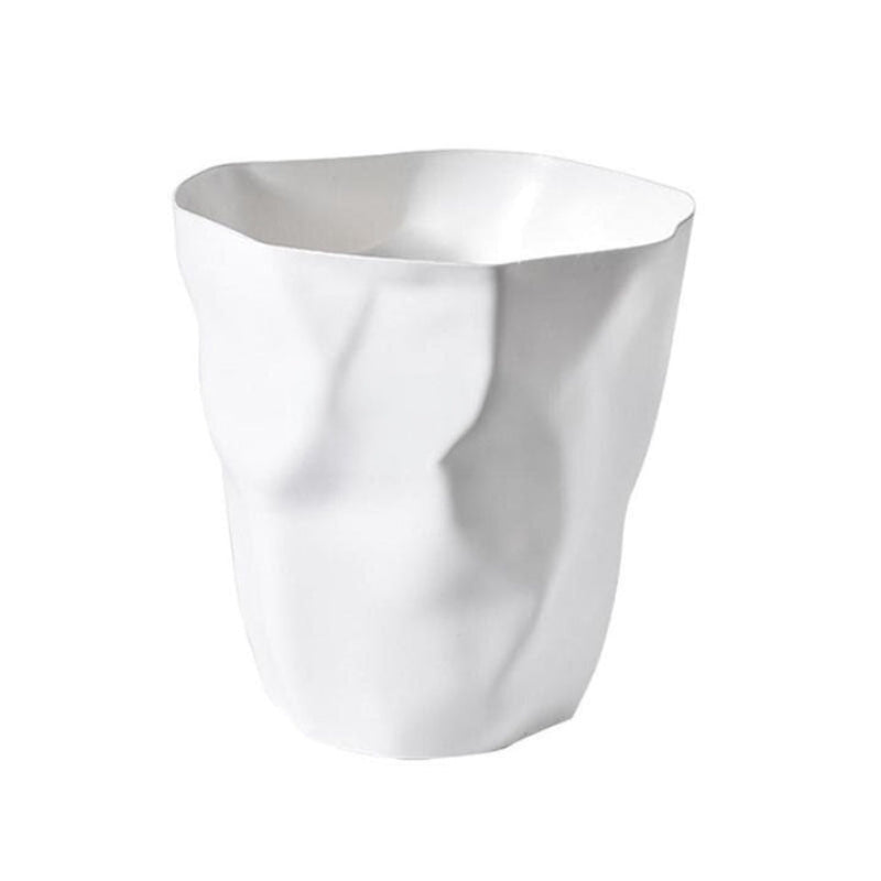Wastebasket Sculptural Crumpled Paper Open Top