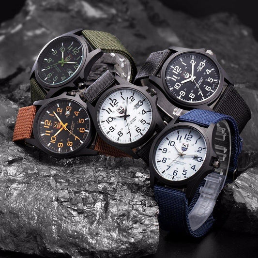 Watch Stainless Steel Case & Woven Fabric Strap