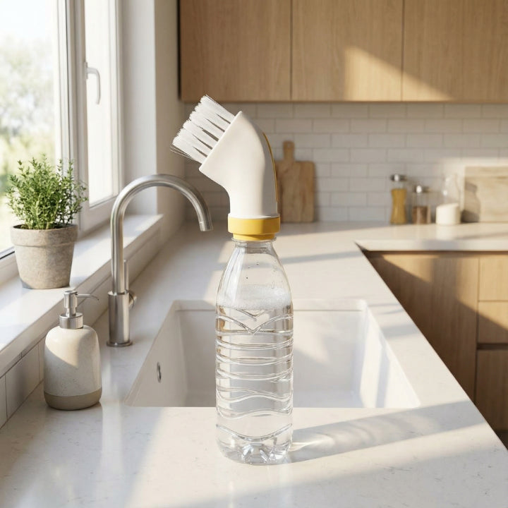 Water Bottle Brush Screw-On Water Flow Angled Head Nylon Bristles