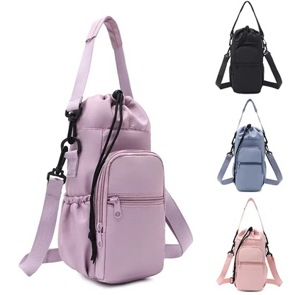 Water Bottle Crossbody Bag Water-Repellent Nylon Adjustable Strap