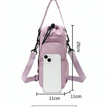 Water Bottle Crossbody Bag Water-Repellent Nylon Adjustable Strap