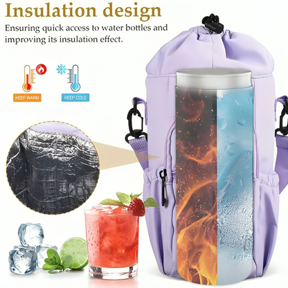 Water Bottle Crossbody Bag Water-Repellent Nylon Adjustable Strap