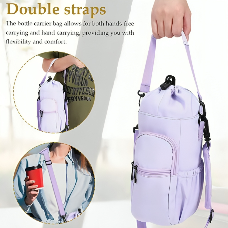 Water Bottle Crossbody Bag Water-Repellent Nylon Adjustable Strap