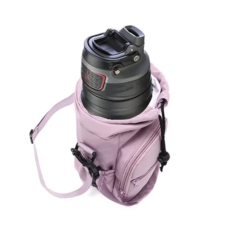 Water Bottle Crossbody Bag Water-Repellent Nylon Adjustable Strap