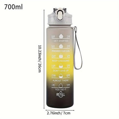 Water Bottle Gradient Leakproof Straw Lid With Time Markers