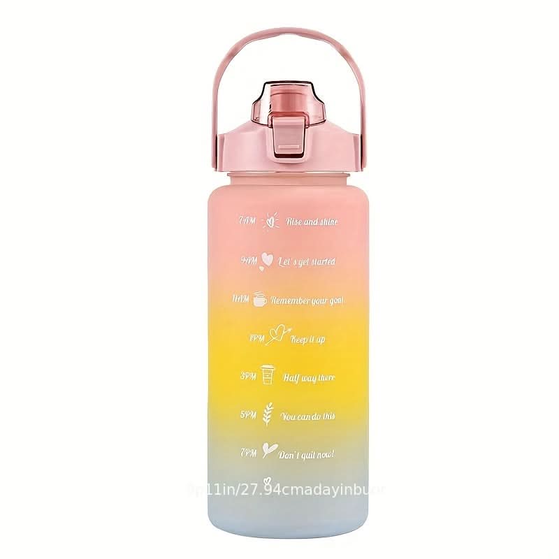 Water Bottle Gradient Leakproof Straw Lid With Time Markers