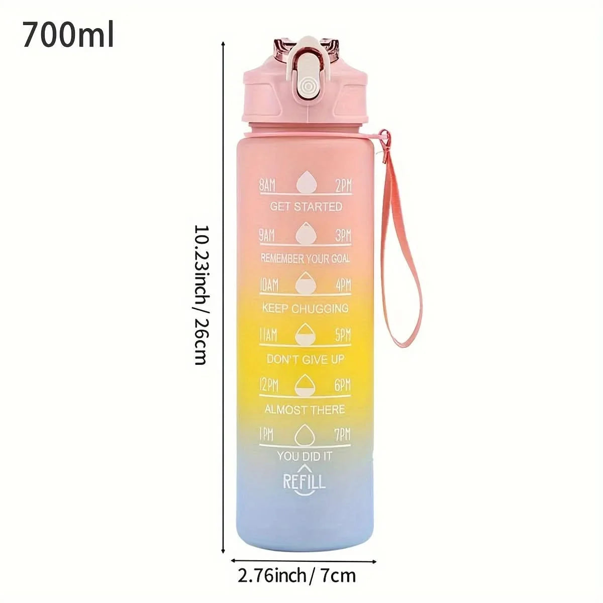 Water Bottle Gradient Leakproof Straw Lid With Time Markers