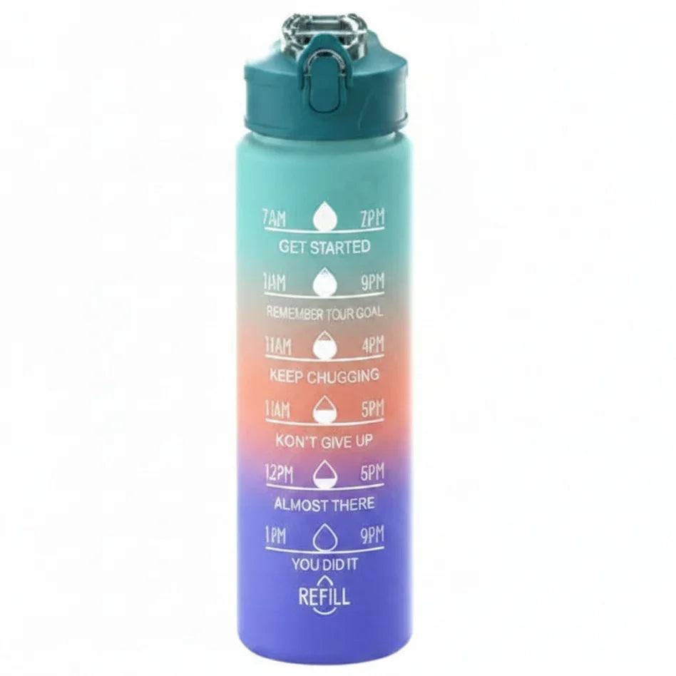 Water Bottle Gradient Leakproof Straw Lid With Time Markers