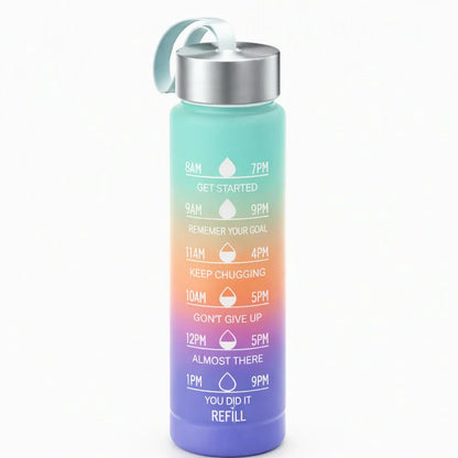 Water Bottle Gradient Leakproof Straw Lid With Time Markers